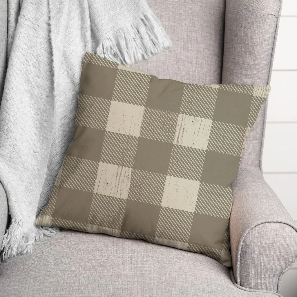 Flash Sale ๐ Taupe Buffalo Check Throw Pillow by Designs Direct ๐ - Image 3