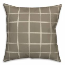 Cheap 🥰 Taupe & White Check Throw Pillow by Designs Direct ⭐