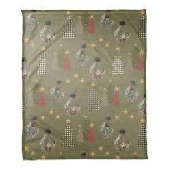 Promo 😍 Green Tree & Globe Pattern Coral Fleece Blanket by Designs Direct 😀