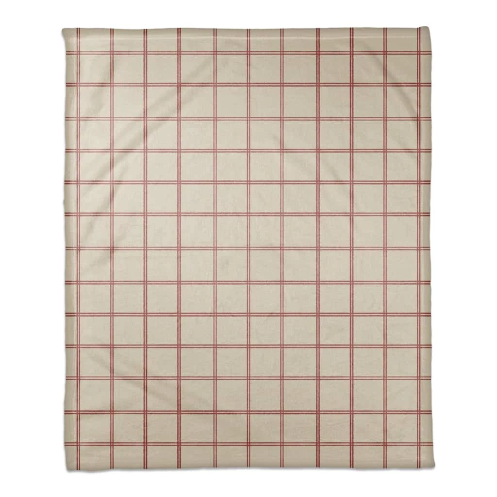 Flash Sale โ Cream and Red Check Coral Fleece Blanket by Designs Direct ๐