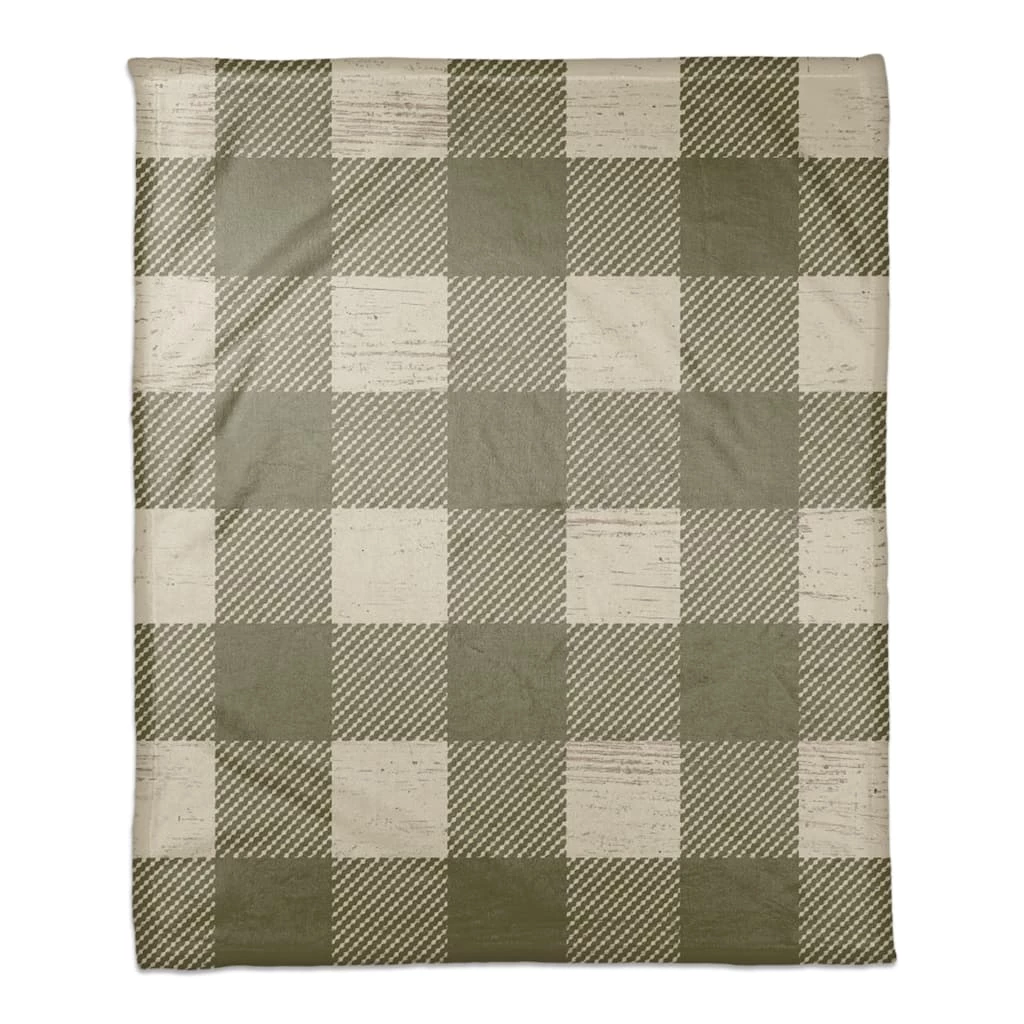 Hot Sale ๐ Green Buffalo Check Coral Fleece Blanket by Designs Direct ๐