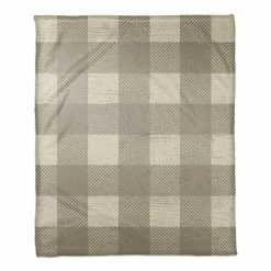 Best deal ๐ Taupe Buffalo Check Coral Fleece Blanket by Designs Direct โค๏ธ