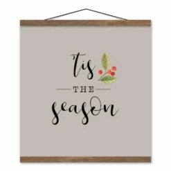 Best Sale 🎉 Cream Tis the Season Hanging Canvas in Teak Frame by Designs Direct 🛒