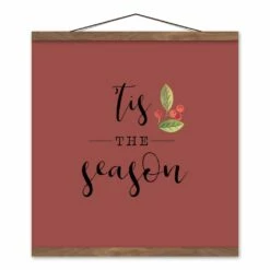 Best deal 🥰 Red Tis the Season Hanging Canvas in Teak Frame by Designs Direct ❤️