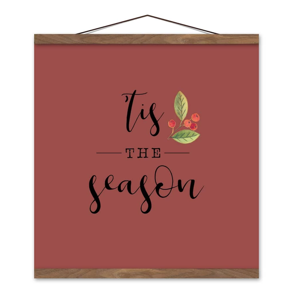 Best deal 🥰 Red Tis the Season Hanging Canvas in Teak Frame by Designs Direct ❤️