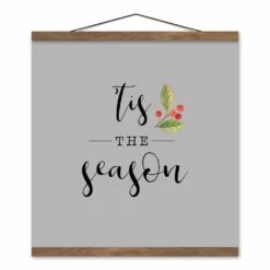 Best Sale 🎉 Gray Tis the Season Hanging Canvas in Teak Frame by Designs Direct 😍