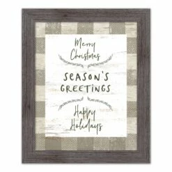 New 🧨 Taupe Buffalo Check Holiday Phrases Print in Western Gray Frame by Designs Direct 🔥