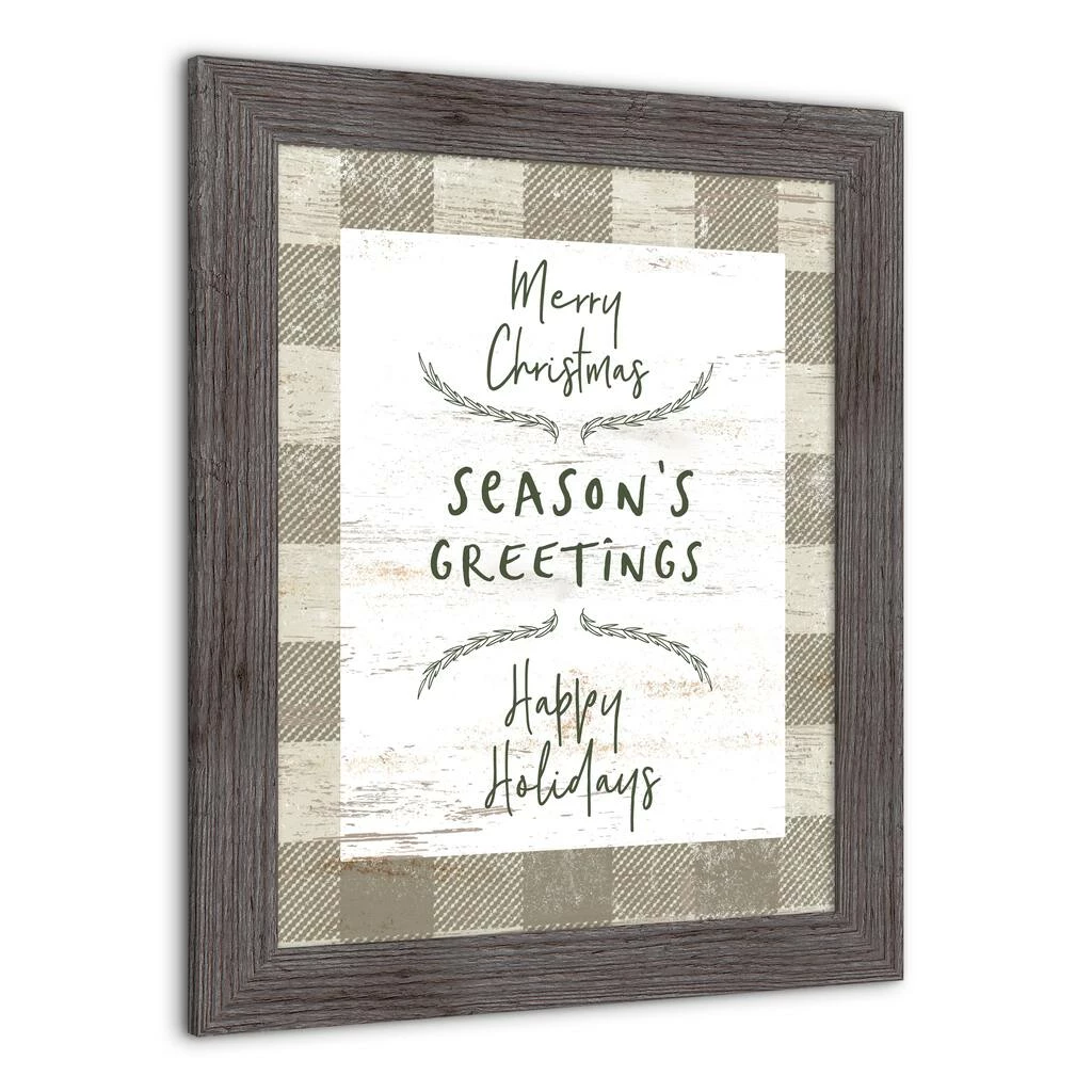 New ๐งจ Taupe Buffalo Check Holiday Phrases Print in Western Gray Frame by Designs Direct ๐ฅ - Image 3