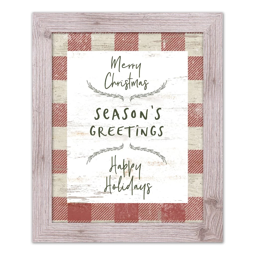 Promo ❤️ Red Buffalo Check Holiday Phrases Print in Western White Frame by Designs Direct 😉
