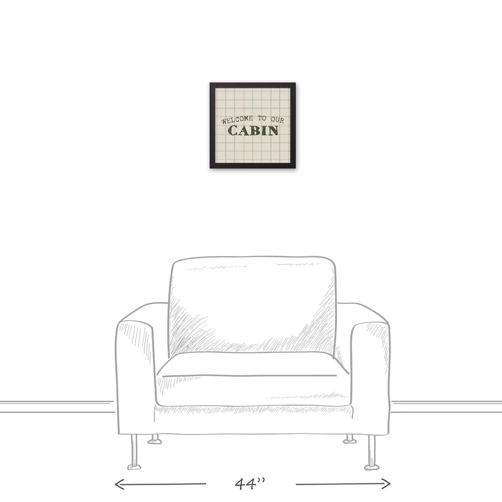 Best Pirce 😍 Welcome To Our Cabin Gray and Cream Check Canvas Wall Art in Black Frame by Designs Direct ❤️ - Image 5