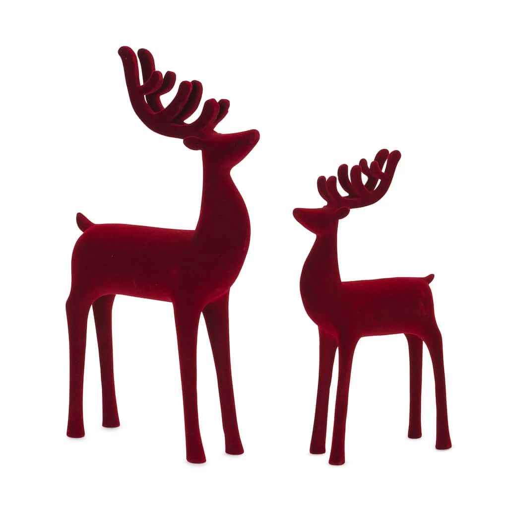 Coupon 𧨠Faux Velvet Deer Figurine Set, 11.75" & 14.75" by Melrose β¨