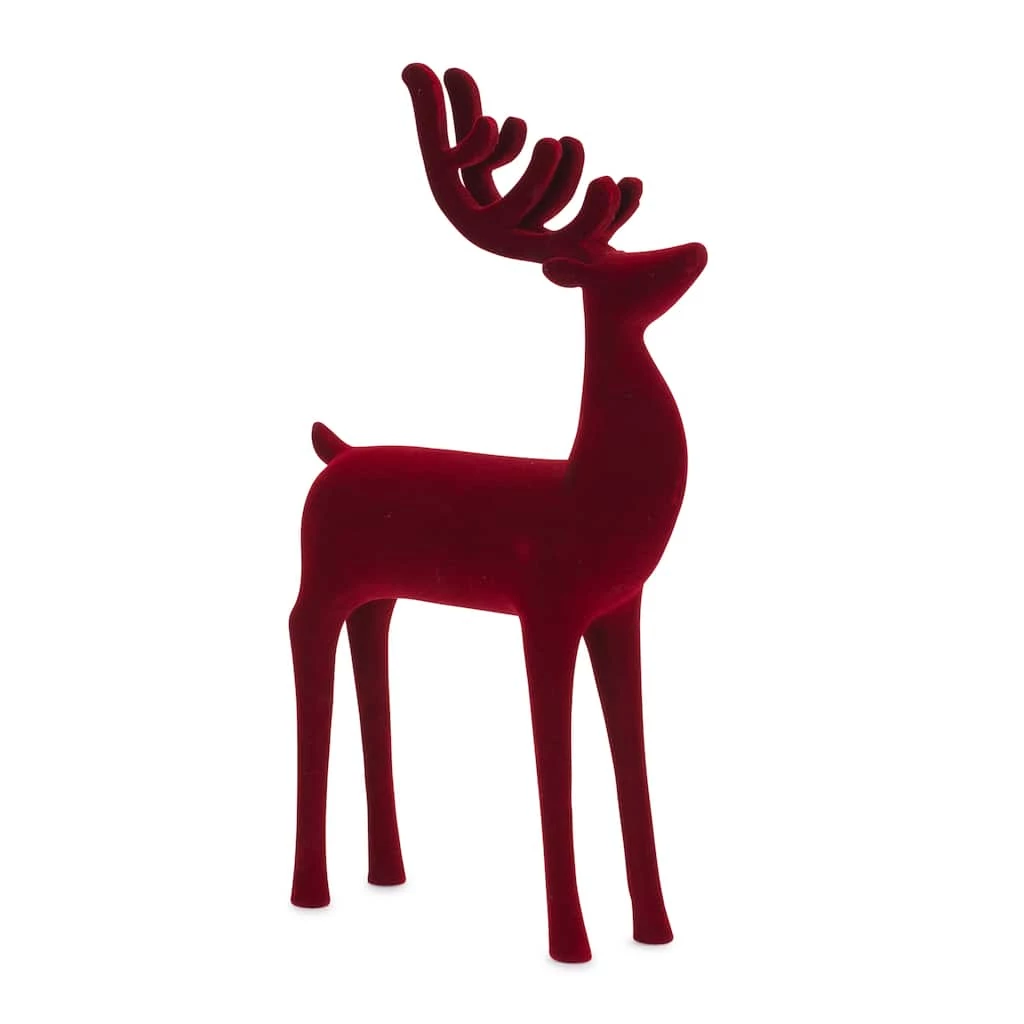 Coupon 𧨠Faux Velvet Deer Figurine Set, 11.75" & 14.75" by Melrose ⨠- Image 2