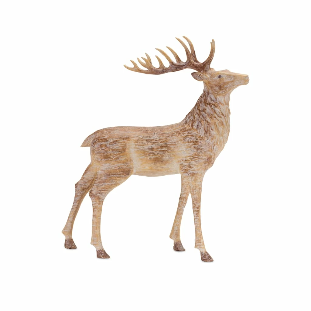 Hot Sale 𧨠Weathered Faux Wood Deer Figurine Set, 13.5" & 14.75" by Melrose ⨠- Image 2