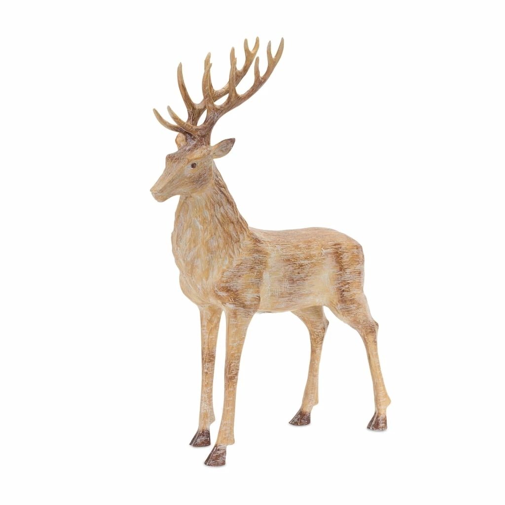 Hot Sale 𧨠Weathered Faux Wood Deer Figurine Set, 13.5" & 14.75" by Melrose ⨠- Image 3