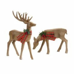 Discount ❤️ Faux Wood Deer Figurine Set, 6.75" & 13.75" by Melrose 👍