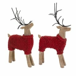 Best Sale β¨ Deer with Red Sweater Figurine Set, 10.75" & 12" by Melrose β¨