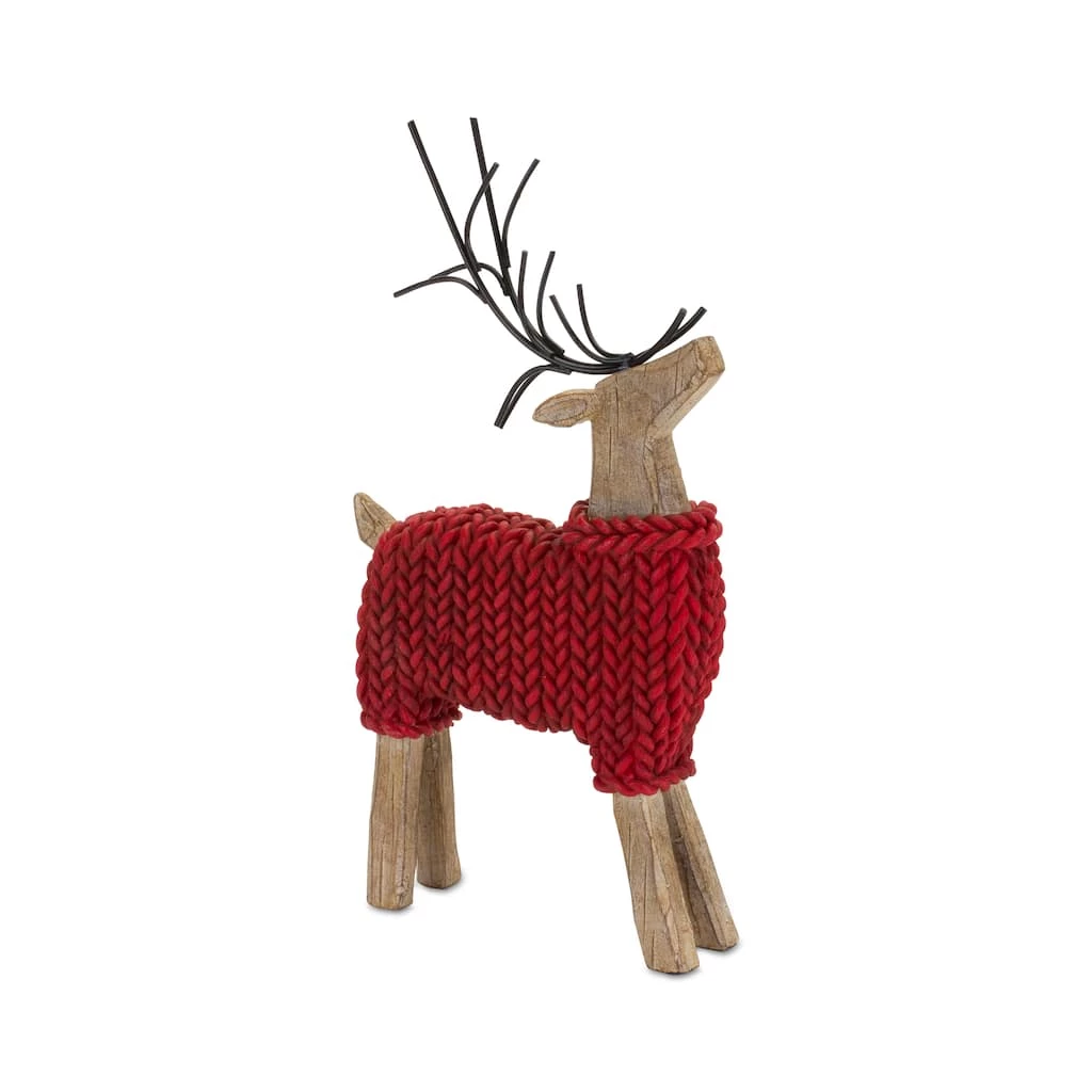 Best Sale β¨ Deer with Red Sweater Figurine Set, 10.75" & 12" by Melrose β¨ - Image 2