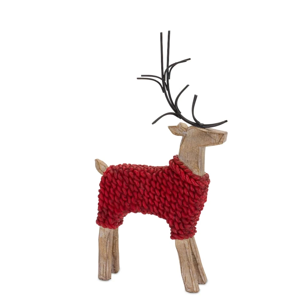 Best Sale β¨ Deer with Red Sweater Figurine Set, 10.75" & 12" by Melrose β¨ - Image 3