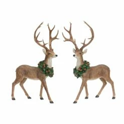 Best deal ๐ Deer with Wreath Figurine Set, 28" & 28.5" by Melrose โจ