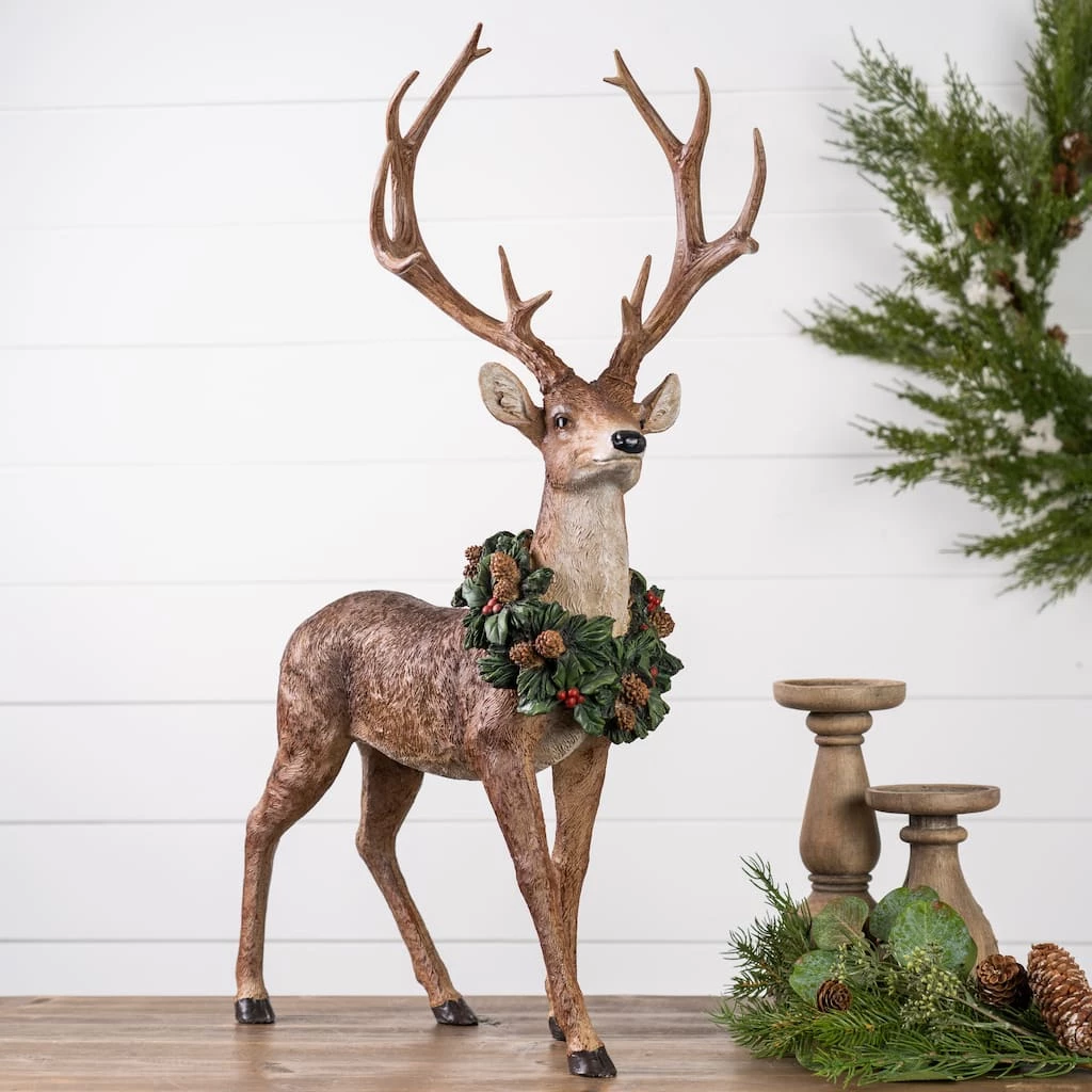 Best deal π Deer with Wreath Figurine Set, 28" & 28.5" by Melrose β¨ - Image 5