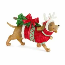 Cheap 🌟 7.25" Weiner 🐶 Dog with Tree Figurine by Melrose 🔔