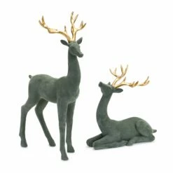 Deals ✨ Flocked Deer Figurine Set, 10" & 19" by Melrose 🎉