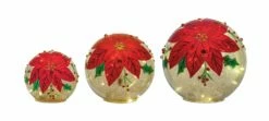 New ๐ Poinsettia LED Orb Set, 5", 6" & 7" by Melrose ๐