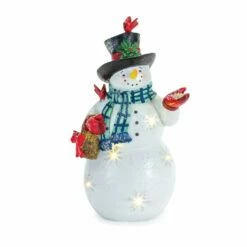 Brand new ๐ฏ 10.5" LED Snowman with Cardinals Decoration by Melrose ๐