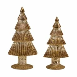 Hot Sale 🧨 Gold LED Glass 🎅 Christmas Tree Set, 10" & 12" by Melrose 😉