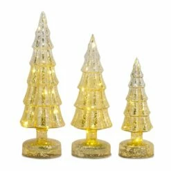 Top 10 ๐ Gold Ombre LED Glass ๐ Christmas Tree Set, 8", 11" & 13" by Melrose ๐