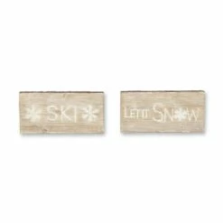 Outlet 👍 15" Let It Snow & Ski Plaque Set by Melrose 🤩