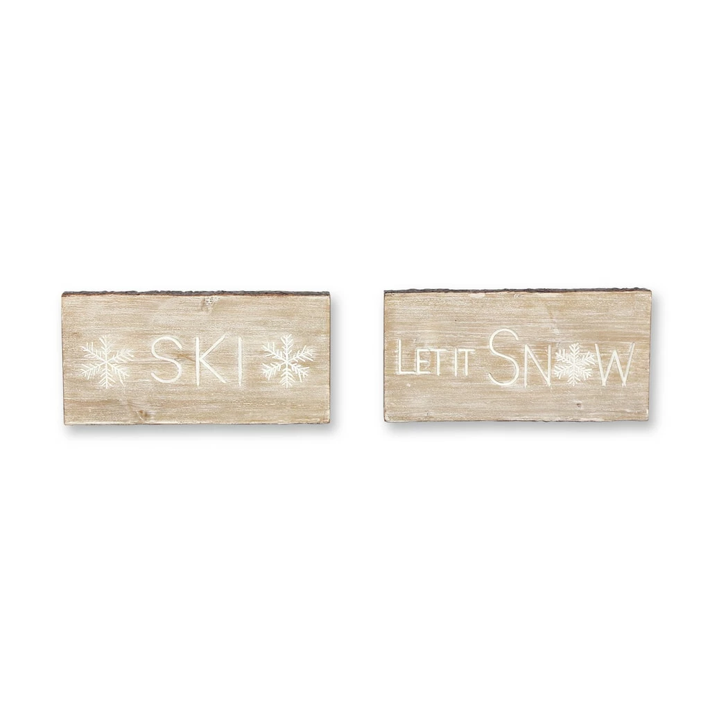 Outlet ๐ 15" Let It Snow & Ski Plaque Set by Melrose ๐คฉ
