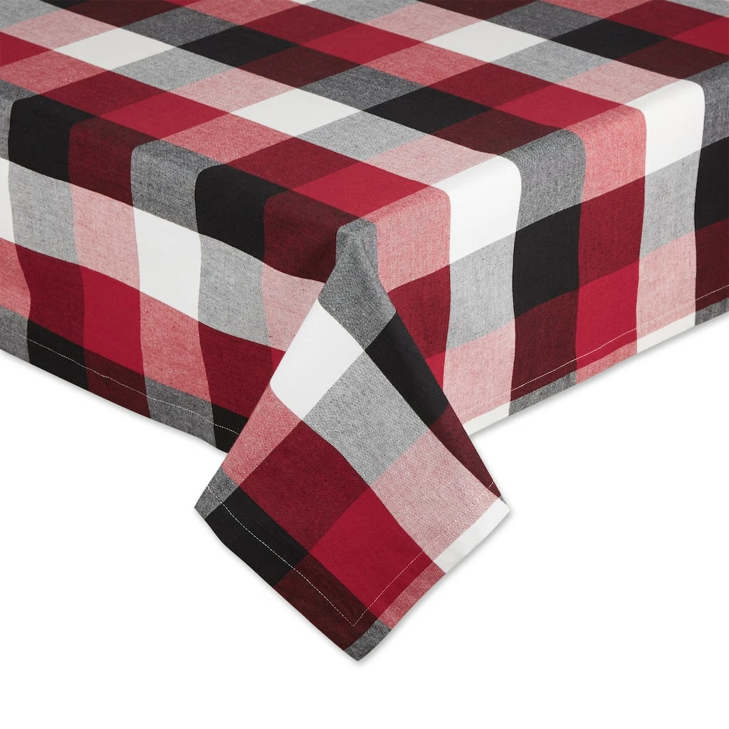 New ๐คฉ Cardinal Red Tri Color Check Tablecloth 60" x 120" by DII ๐ - Image 2