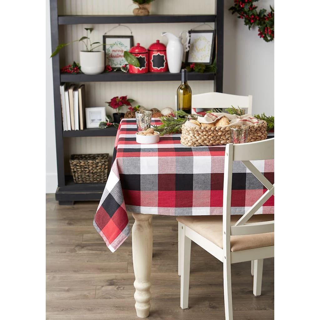 New ๐คฉ Cardinal Red Tri Color Check Tablecloth 60" x 120" by DII ๐ - Image 5