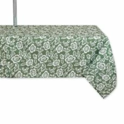 Promo 🛒 Artichoke Green Floral Print Outdoor Tablecloth with Zipper, 60" x 84" by DII ⭐