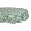 New 🌟 Artichoke Green Floral Print Outdoor Tablecloth, 60" Round by DII 🎉