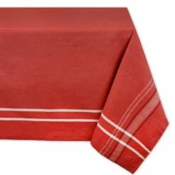 New ❤️ Tango Red French Chambray Tablecloth 60" x 84" by DII 🤩