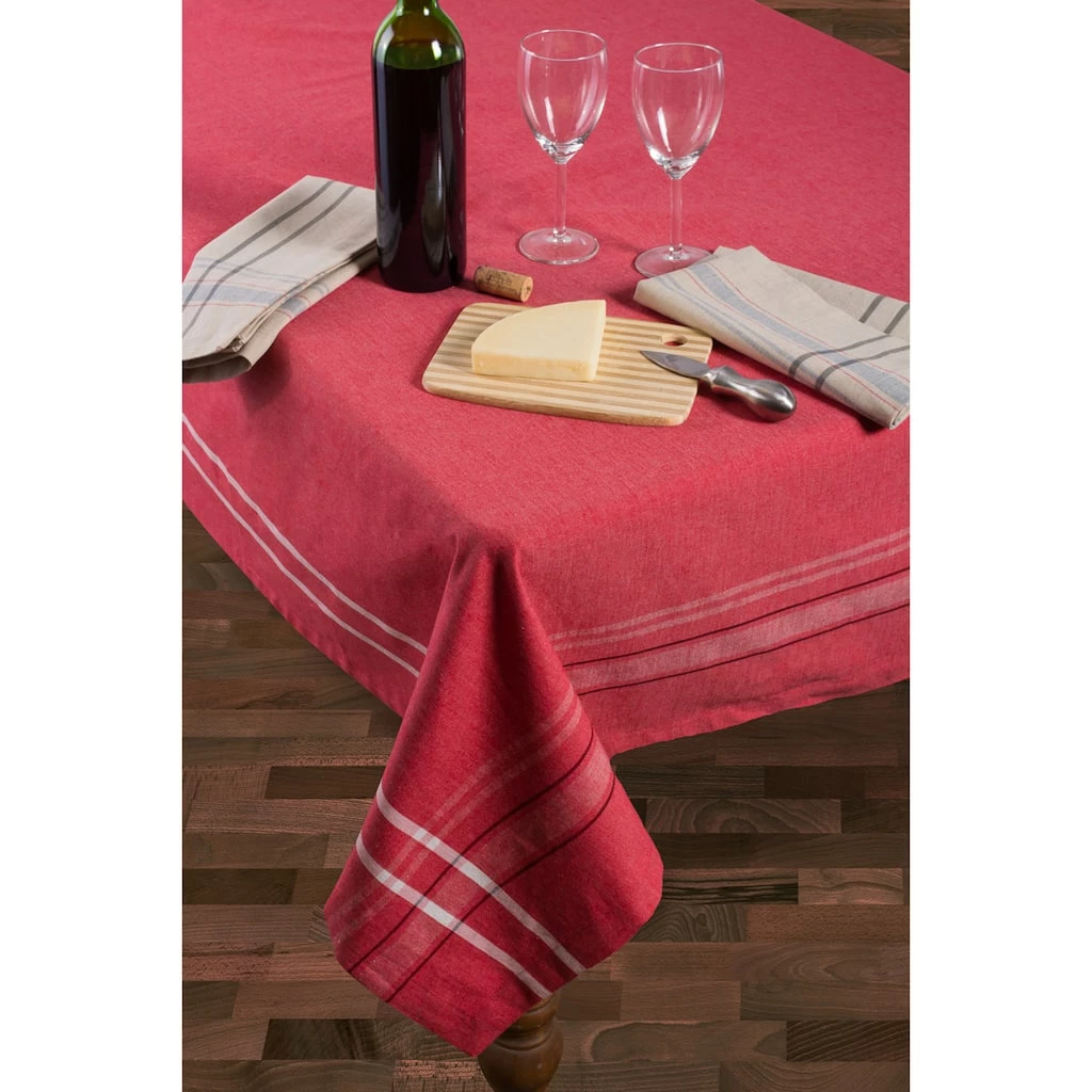 New ❤️ Tango Red French Chambray Tablecloth 60" x 84" by DII 🤩 - Image 3