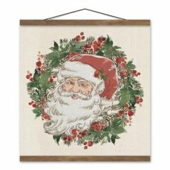 Hot Sale ๐ Vintage Santa Teak Hanging Canvas by Designs Direct ๐