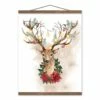 Best Sale 👍 Watercolor Holiday Deer Teak Hanging Canvas by Designs Direct 🔥