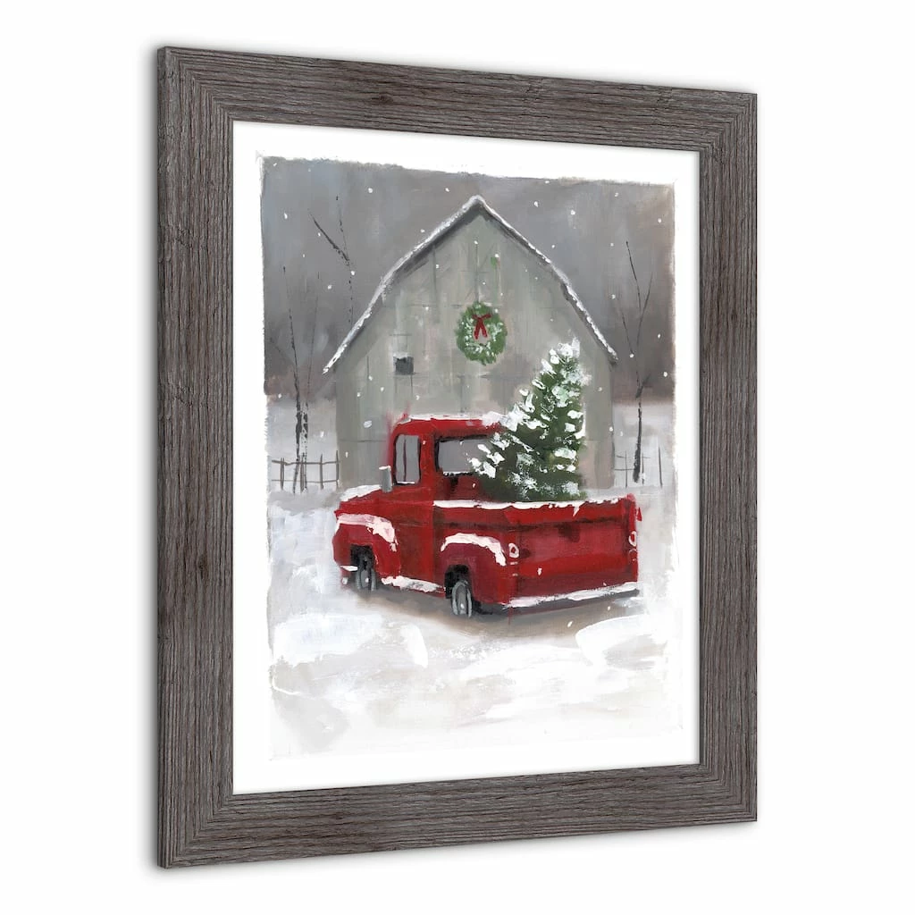 Cheapest π Snowy π Christmas Truck Western Gray Framed Print by Designs Direct π - Image 2