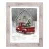 Outlet 💯 Snowy 🎄 Christmas Truck Western White Framed Print by Designs Direct 👏
