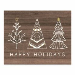 Coupon 🧨 Happy Holidays Doodle Trees On Wood Tabletop Canvas by Designs Direct 😍