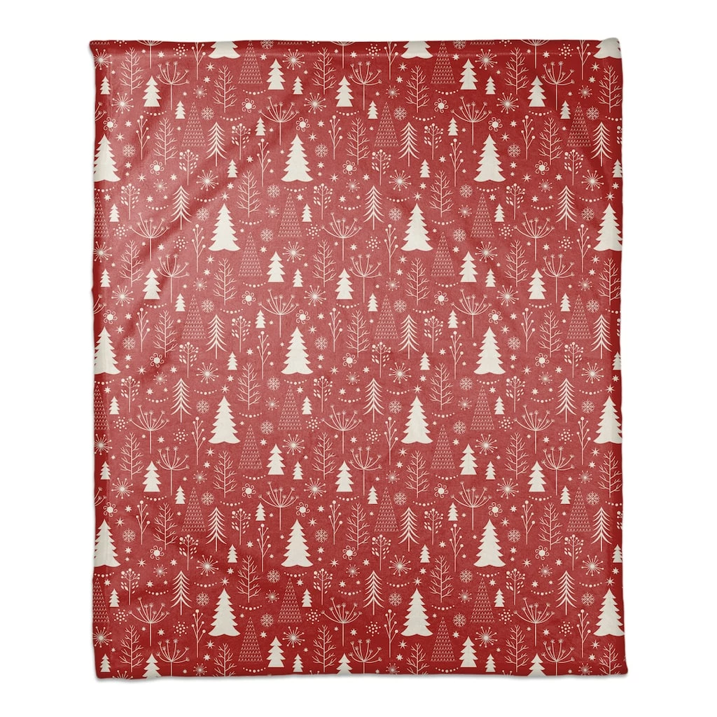 Top 10 π Red Winter Tree Pattern Coral Fleece Blanket by Designs Direct β