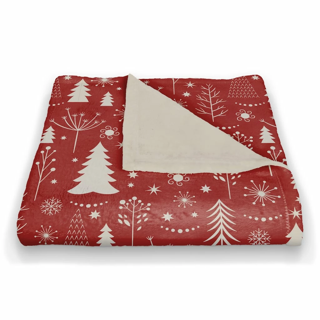 Top 10 π Red Winter Tree Pattern Coral Fleece Blanket by Designs Direct β - Image 2