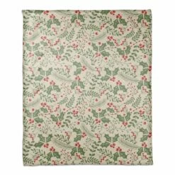 New π Holly Pattern Coral Fleece Blanket by Designs Direct π―