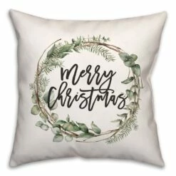 Budget 💯 Merry ❄ Christmas Wreath Throw Pillow by Designs Direct ⭐