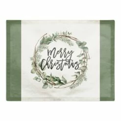 Cheap โญ Merry ๐
Christmas Wreath Poly Twill Placemat by Designs Direct ๐งจ