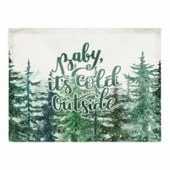 Cheap โญ Winter Watercolor Pine Forest Poly Twill Placemat by Designs Direct โค๏ธ