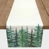 Outlet 🎉 72" Winter Watercolor Pine Forest Poly Twill Table Runner by Designs Direct 🎉